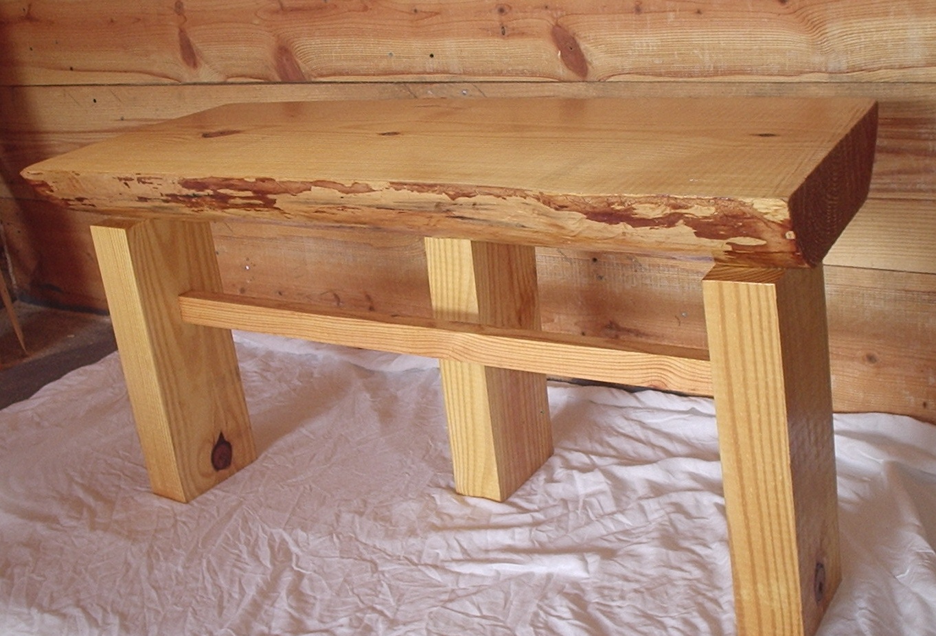 Tall Wood Bench